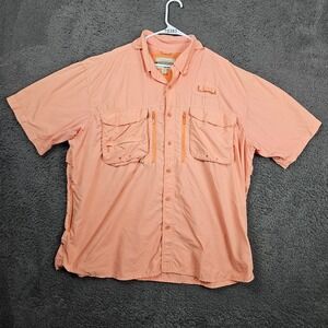 Cabelas GuideWear Mens 2XL‎ Short Sleeve Shirt UPF 40 Peach Mesh Vented Back